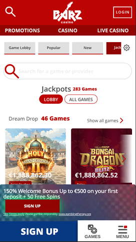 Barz Casino Mobile Jackpot