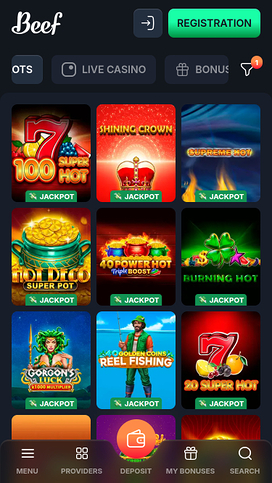 Jackpot móvil del casino Beef