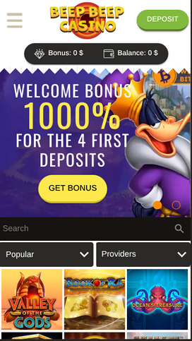Beep Beep Casino Mobile Homepage