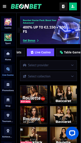 Beonbet Casino Mobile Live Dealer