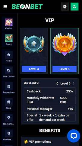 Beonbet Casino Mobile VIP Program