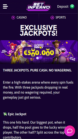 Bet Inferno Casino Jackpot Mobile