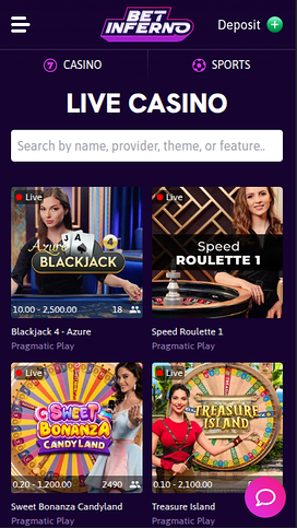 Bet Inferno Casino Live Dealer Mobile
