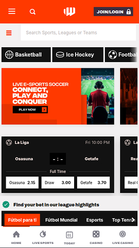 Bet Warrior Mobile Homepage