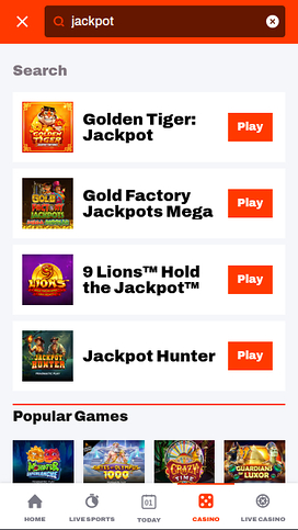 Bet Warrior Mobile Jackpot