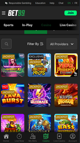 Bet99 Casino Mobile Jackpot