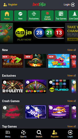 Bet9ja Casino Mobile Homepage