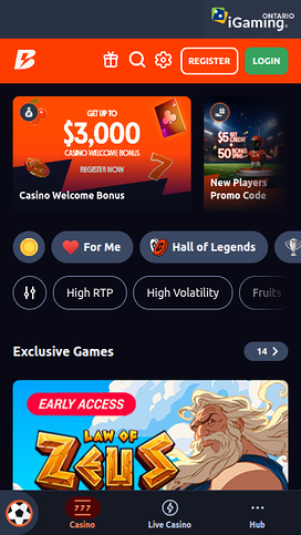 Betano Casino Mobile Homepage