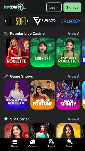 BetBlast Casino Mobile Live Dealer