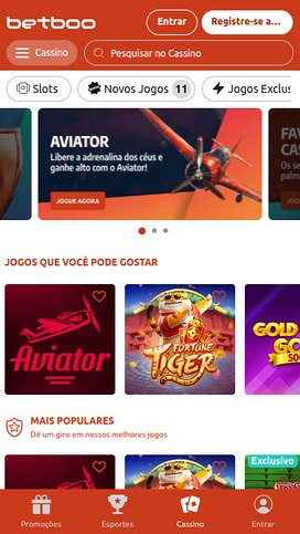 Betboo Casino Mobile Homepage