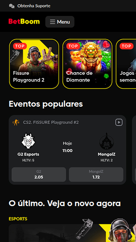 BetBoom Casino Mobile Homepage