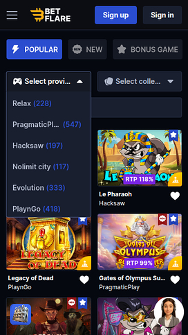 Desarrolladores de juegos móviles de Betflare Casino