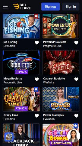 Crupier en vivo móvil de Betflare Casino