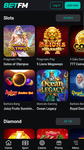 Games of Betfm Casino for Mobile