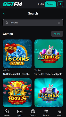 Jackpot of Betfm Casino for Mobile