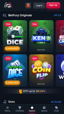 Juegos móviles de BetFury Casino