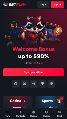 BetFury Casino Mobile Homepage