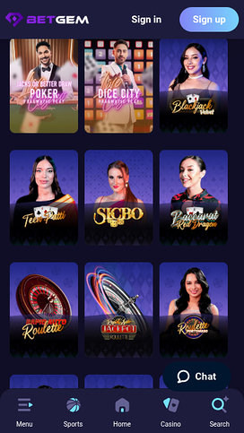 BetGem Casino Mobile Live Dealer