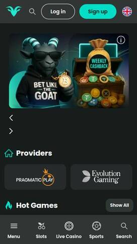 BetGoat Casino Homepage Mobile
