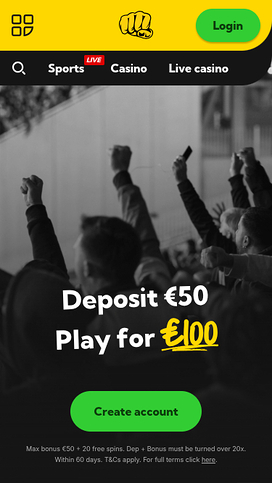 BetHard Casino Mobile Homepage