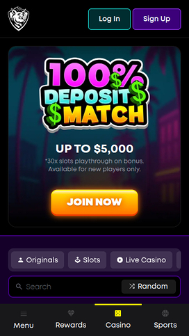 BetHog Casino Mobile Homepage