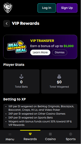 BetHog Casino Mobile VIP Program