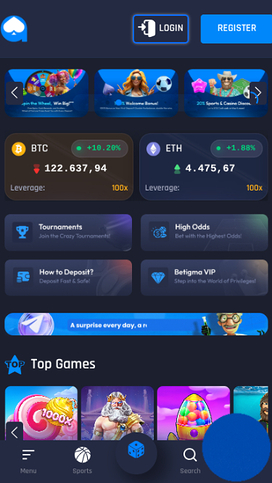 Homepage screenshot of Betigma Casino for Mobile