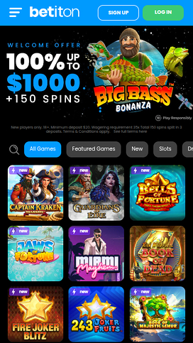 Betiton Casino Mobile Homepage
