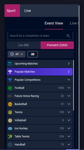 Betmorph Mobile Sports