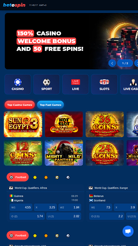 BetOspin Casino Mobile Homepage
