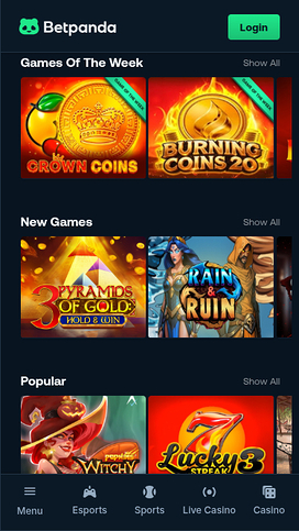 Juegos móviles de BetPanda Casino