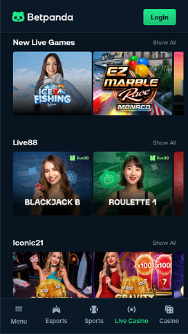 Crupier en vivo móvil de BetPanda Casino