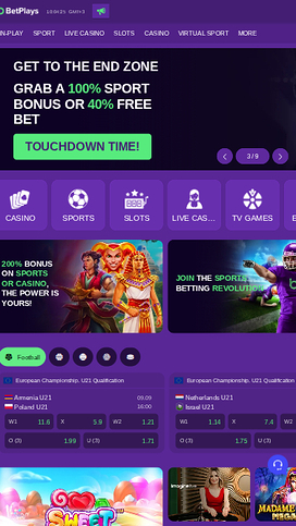 BetPlays Casino Mobile Homepage