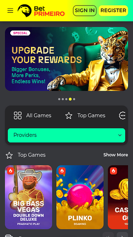 BetPRIMEIRO Casino Mobile Homepage