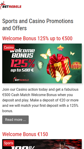 BetRebels Casino Mobile Promotions