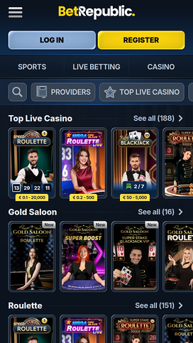 Casino BetRepublic con crupier en vivo