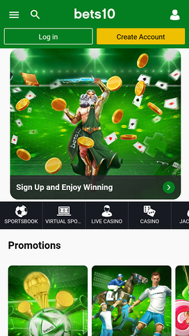 Bets10 Mobile Homepage