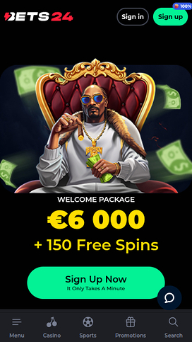 Bets24 Casino Mobile Homepage