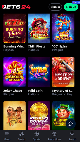 Bets24 Casino Mobile Jackpot