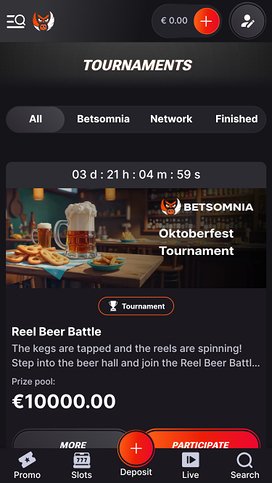 Betsomnia Mobile Tournaments