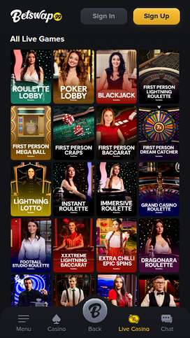 Betswap.gg Casino Mobile Live Dealer