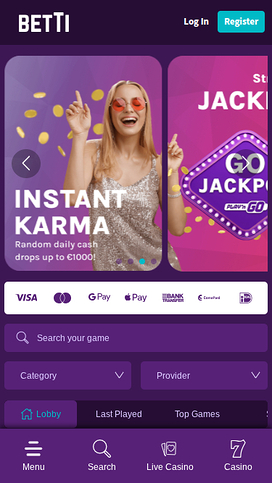 Betti Mobile Homepage