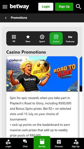 Promociones móviles de Betway Casino