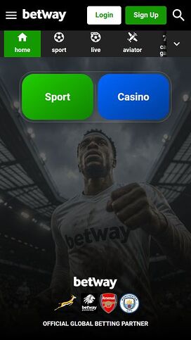 Página de inicio móvil de Betway Casino