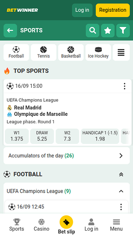 BetWinner Casino Mobile Sports