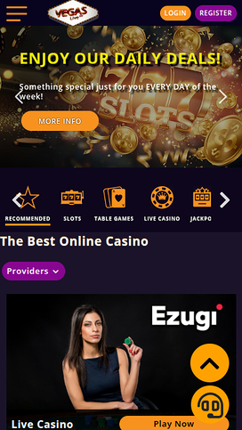 BeVegas Casino Mobile Homepage
