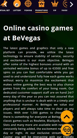 BeVegas Casino Mobile Promotions