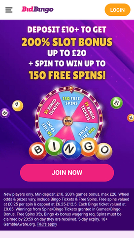 Bidbingo Casino Mobile Homepage