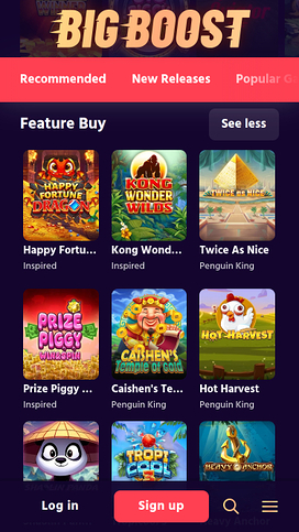Big Boost Casino Mobile Feature Buy
