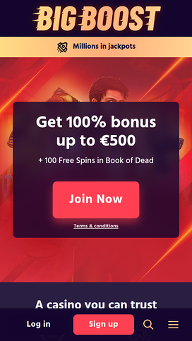 Big Boost Casino Mobile Homepage